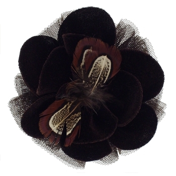 Karen Marie - Le Fleur Collection - Velvet Flower w/Peacock Feathers - Milk Chocolate  (1)