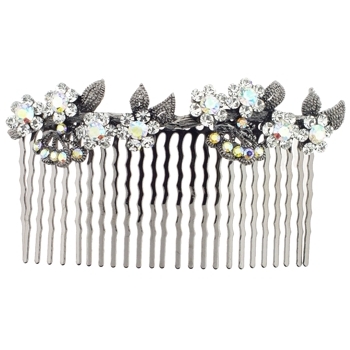 Karen Marie - Bridal Collection - Comb - Swarovski Crystal Flowers - White AB