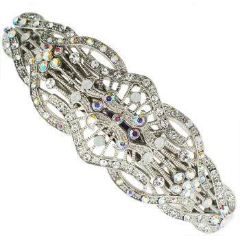 Karen Marie - Filigree Barrette - Moonstone & White Diamond (1)