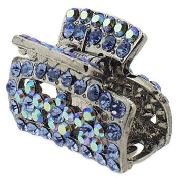 Karen Marie - Mini Crystal Flower Jaw Clip - Blue (1)