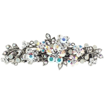 Karen Marie - Swarovski Crystal Floral Barrette - White Diamond & White AB (1)