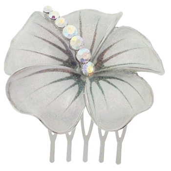 Karen Marie - Glitter Enamel Hawaiian Flower Comb - Ivory (1)