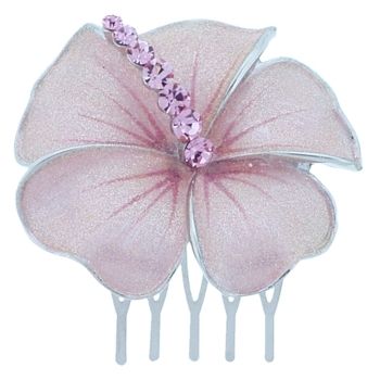 Karen Marie - Glitter Enamel Hawaiian Flower Comb - Pink (1)