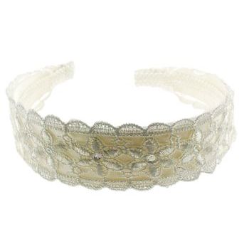 Karen Marie - Satin & Lace Headband - White Frosting (1)