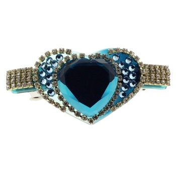 Karen Marie - Colossal Heart Buckle Barrette - Aqua (1)