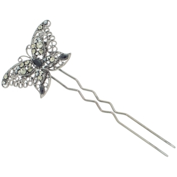 Karen Marie - Large Crystal Butterfly Chignon Hair Pin - Black (1)