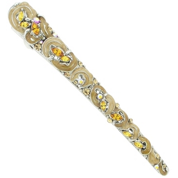 Karen Marie - Crescent Shimmering Enamel Leaf Jaw - Gold (1)