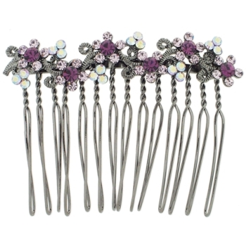 Karen Marie - Crystal Flower Vine Comb - Amethyst (1)