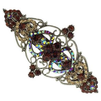 Karen Marie - Crystal Filigree Heart Barrette - Topaz (1)