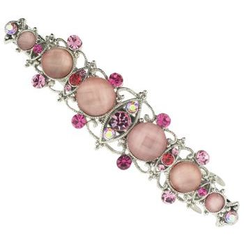 Karen Marie - Moonstone Crystal Filigree Barrette - Rose (1)