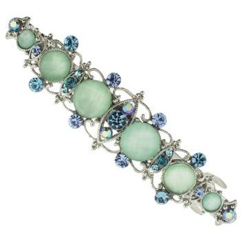 Karen Marie - Moonstone Crystal Filigree Barrette - Seafoam Green (1)