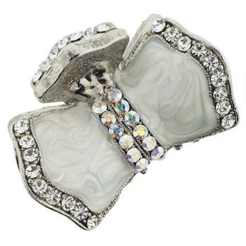 Karen Marie - Enamel & Crystal Bowtie Jaw - Ivory (1)