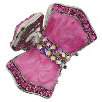 Karen Marie - Enamel & Crystal Bowtie Jaw - Pink (1)