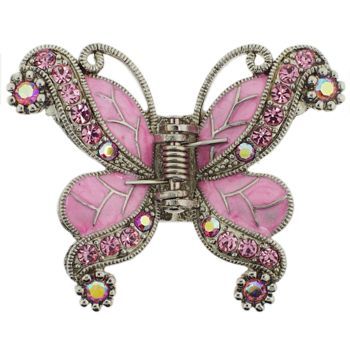 Karen Marie - Filigree Enamel & Crystal Butterfly Claw - Pink Diamond w/Pink & Pink AB Accents (1)