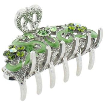 Karen Marie - Enamel & Crystal Jaw - Light & Dark Kiwi Green (1)