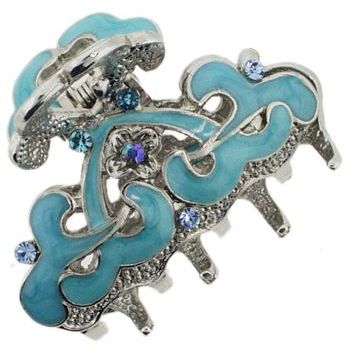 Karen Marie - Mini Enamel & Crystal Jaw Clip - Shades of Aquamarine (1)