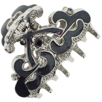 Karen Marie - Mini Enamel & Crystal Jaw Clip - Shades of Black (1)