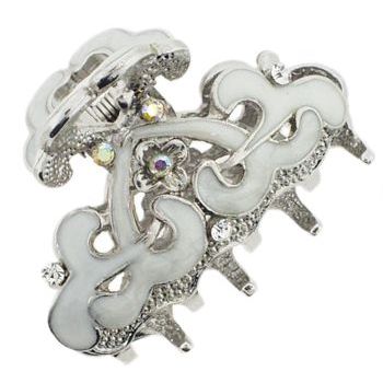 Karen Marie - Mini Enamel & Crystal Jaw Clip - Shades of White (1)