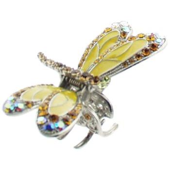 Karen Marie - Enamel & Crystal Encrusted Dragonfly Jaw - Butternut Yellow Hues (1)