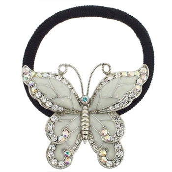 Karen Marie - Enamel & Crystal Butterfly Pony - Creamy White Hue (1)