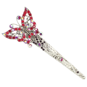 Karen Marie - Antique Butterfly & Crystal Jaw - Red (1)