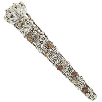 Karen Marie - Ivy Leaf & Crystal Flower Jaw Clip - Gold (1)