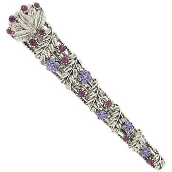 Karen Marie - Ivy Leaf & Crystal Flower Jaw Clip - Amethyst (1)