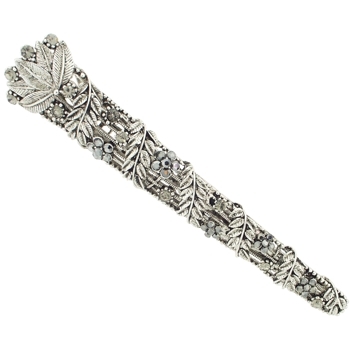 Karen Marie - Ivy Leaf & Crystal Flower Jaw Clip - Smoke (1)