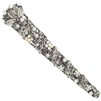 Karen Marie - Ivy Leaf & Crystal Flower Jaw Clip - White (1)