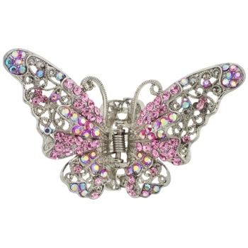 Karen Marie - Lace Inspired Crystal Butterfly Claw - Pink (1)