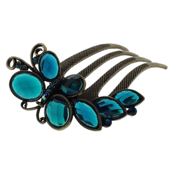 Karen Marie - Colossal Gem Butterfly French Twist Comb - Turquoise  (1)