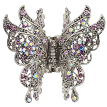 Karen Marie - Crystal Flower & Lace Butterfly Jaw - Amethyst (1)