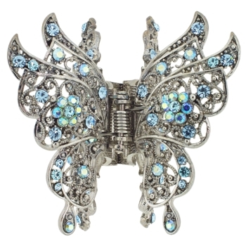 Karen Marie - Crystal Flower & Lace Butterfly Jaw - Aqua (1)