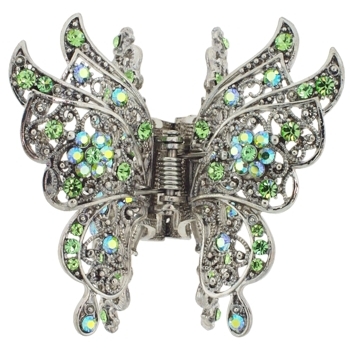Karen Marie - Crystal Flower & Lace Butterfly Jaw - Peridot (1)
