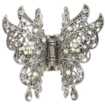 Karen Marie - Crystal Flower & Lace Butterfly Jaw - White (1)