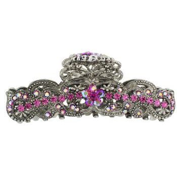 Karen Marie - Crystal Filigree Barrel Claw - Pink