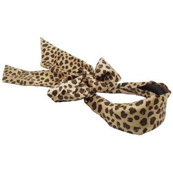 Karen Marie - Leopard Print - Satin Blend Sash Headband - Chocolate Brown w/Dark Brown Spots (1)