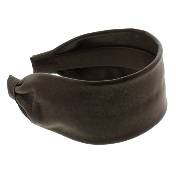 Karen Marie - Couture Collection - 100% Pure Lambskin Leather Scarf Headband - Chocolate (1)