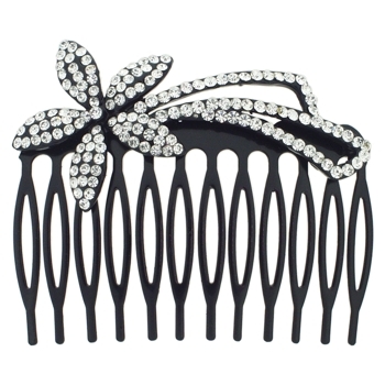 Karen Marie - Flower & Ribbon Comb - Black