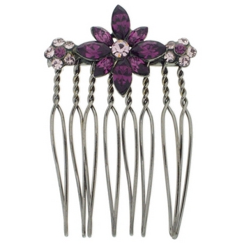 Karen Marie - Marquise Crystal Flower Comb - Amethyst (1)