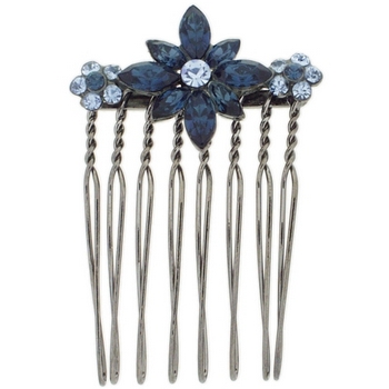 Karen Marie - Marquise Crystal Flower Comb - Sapphire (1)