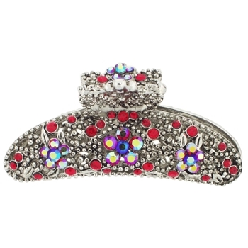 Karen Marie - Crystal Flower & Pebble Claw - Red
