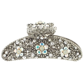 Karen Marie - Crystal Flower & Pebble Claw - White