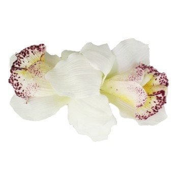 Karin's Garden - Vanda Orchid - Double Orchid Barrette - White (1)