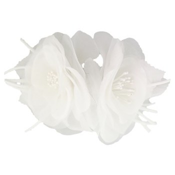 Karin's Garden - Sheer Organza Camellia Barrette - White (1)