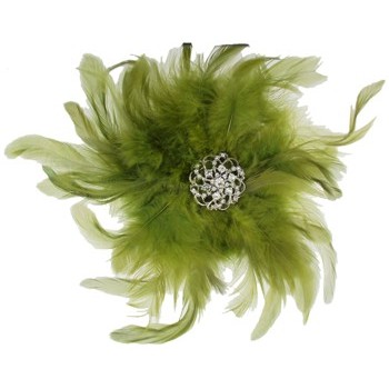 Karin's Garden - Feather Barrette w/Austrian Crystal Center - Olive (1)