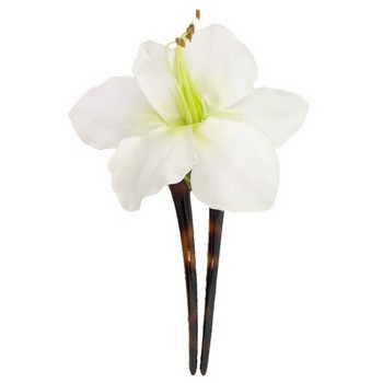 Karin's Garden - Amaryllis Topped Chignon Pin - White (1)