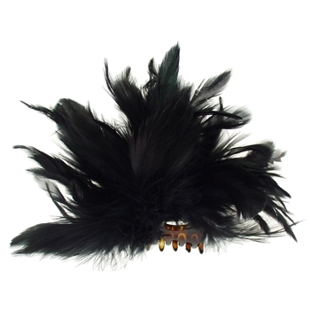 Karin's Garden - Feather Encrusted Medium Jaw Clip - Black (1)