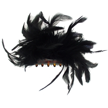 Karin's Garden - Feather Encrusted Large Jaw Clip - Black (1)