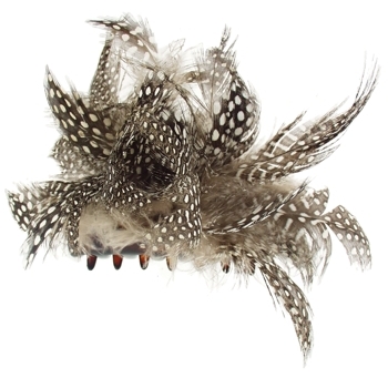 Karin's Garden - Feather Encrusted Large Jaw Clip - Polka Dots (1)